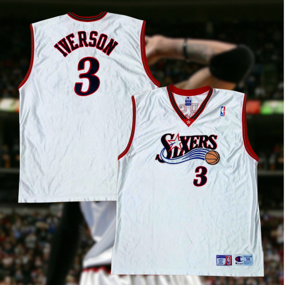 Champion Other - Philadelphia 76ers Allen Iverson #3 Champion Jersey 3XL 56 VTG Authentic